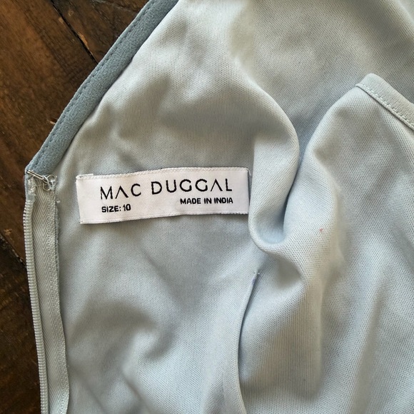 Mac Duggal Beaded Cap Sleeve Colum Midi Dress in Slate Blue - Picture 10 of 11